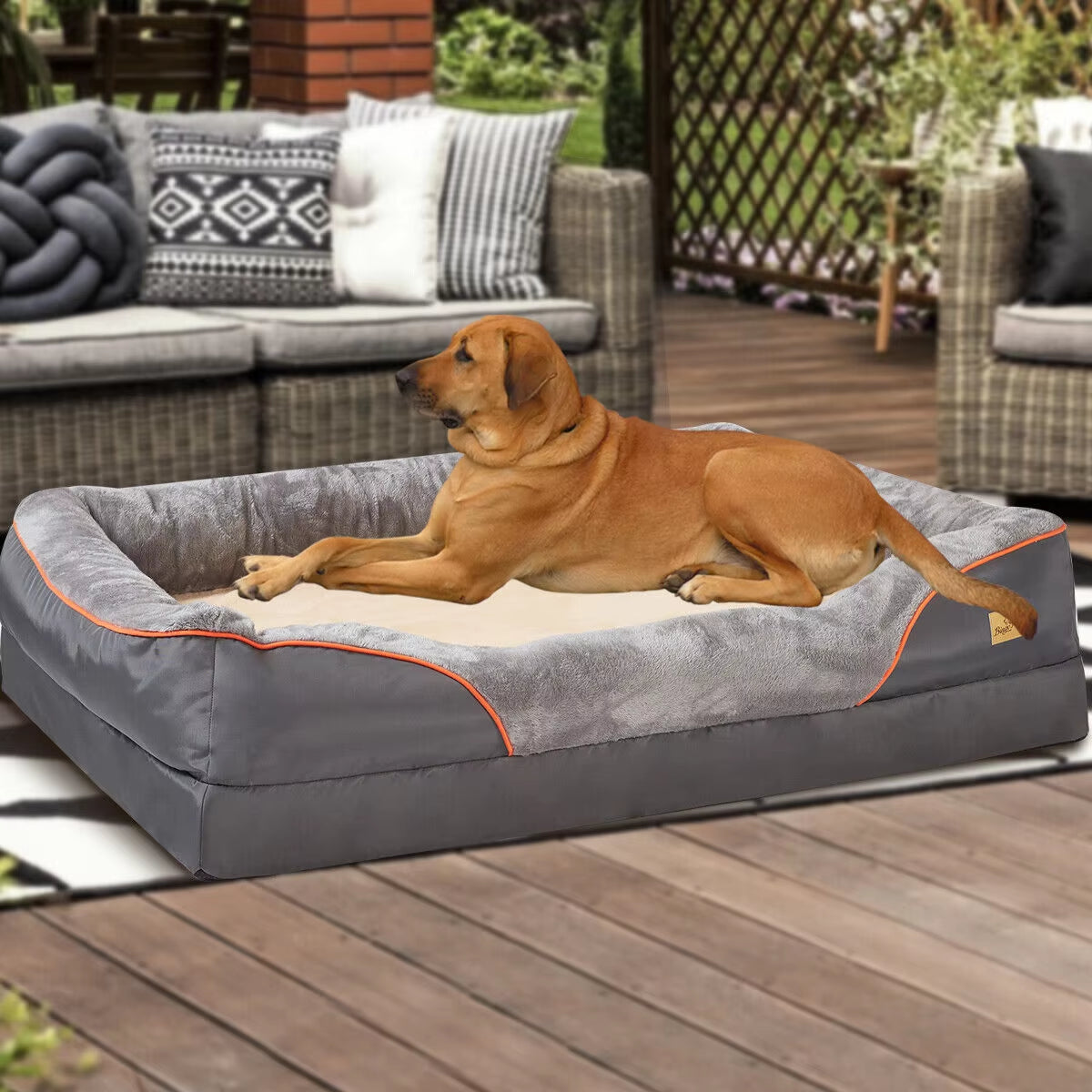 L XL 2XL 3XL Dog Bed Super Soft Orthopedic Foam Pet Bed Sleeping Mat with Cotton-Padded Bolster and Removable Cover